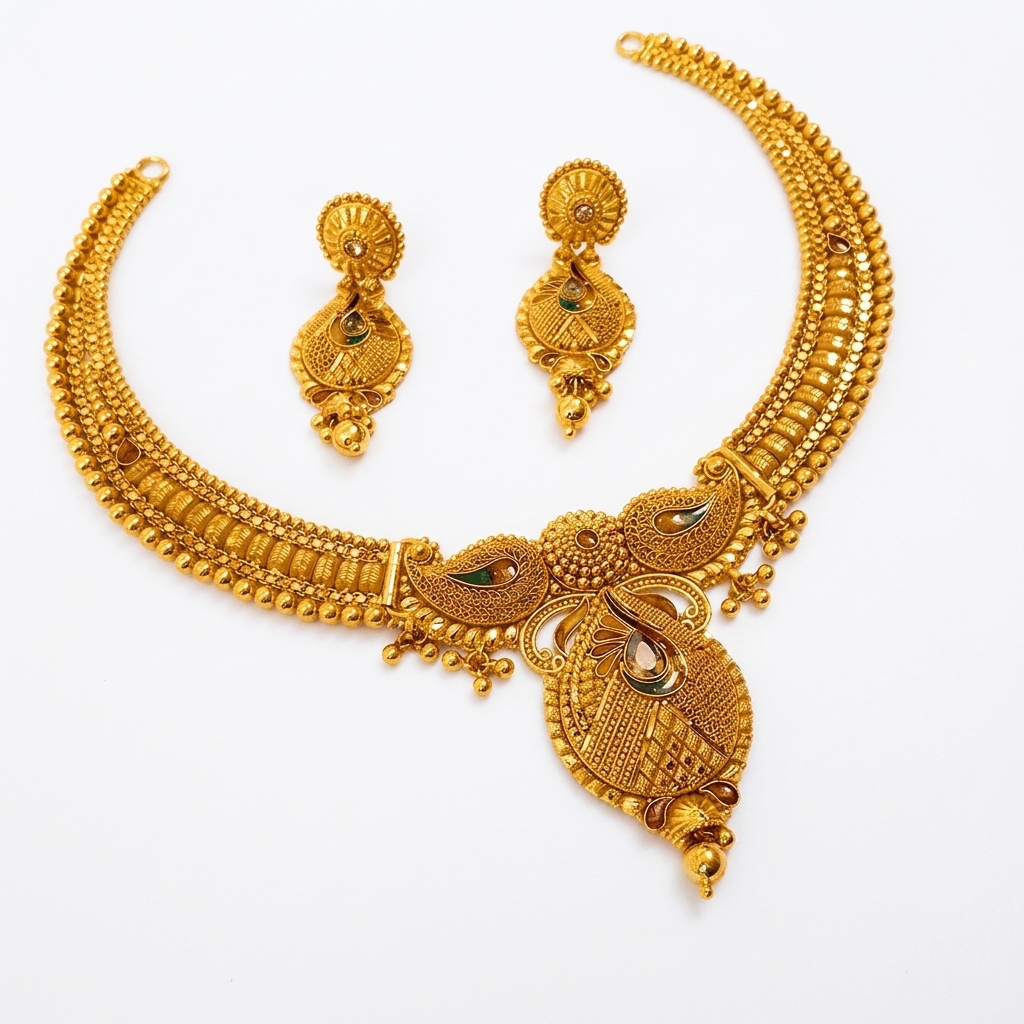 AI enhanced jewelry photo showing true natural gold color on white background